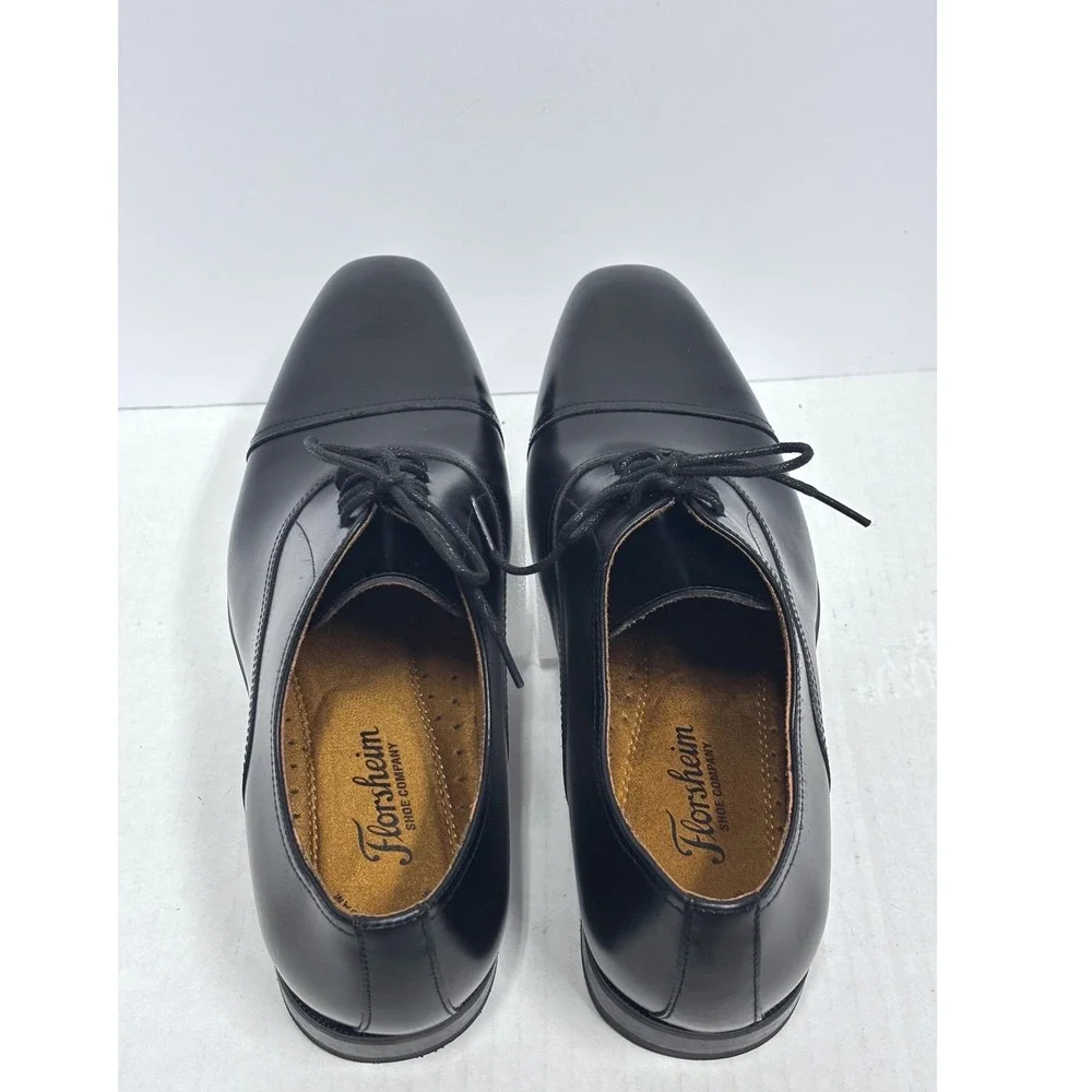 Florsheim Cap Toe Oxford Mens 9 3E Black Leather Black TIe Formal Business